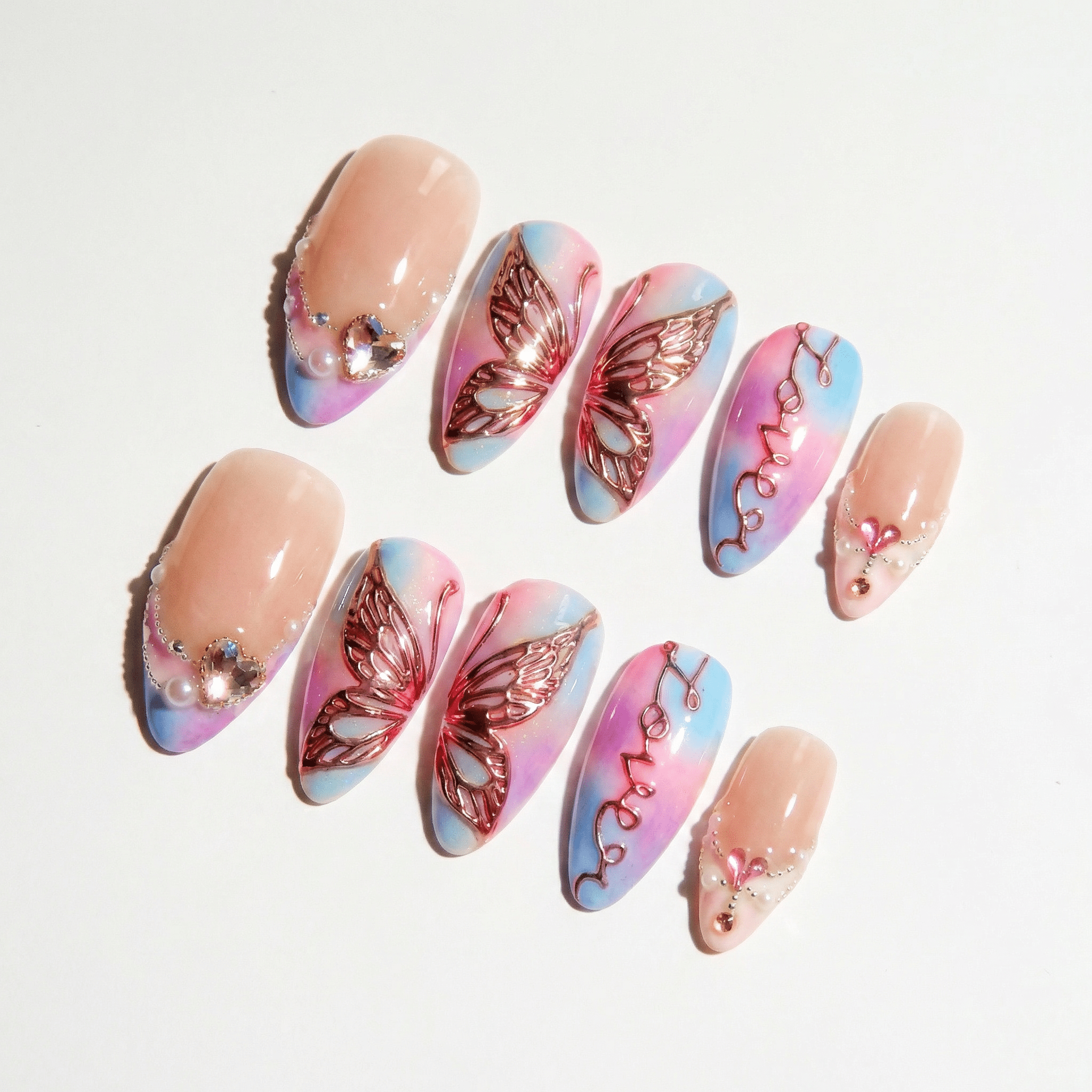 Lover nail design – handmade press-on nails by Handora