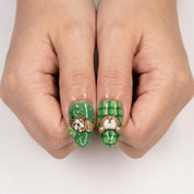 Lucky Bulldog press-on nails – design close-up by Handora