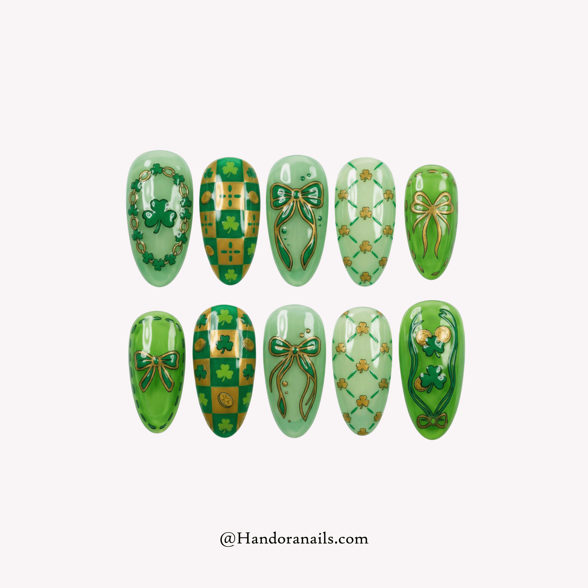 Lucky Clover 3d press-on nails by Handora