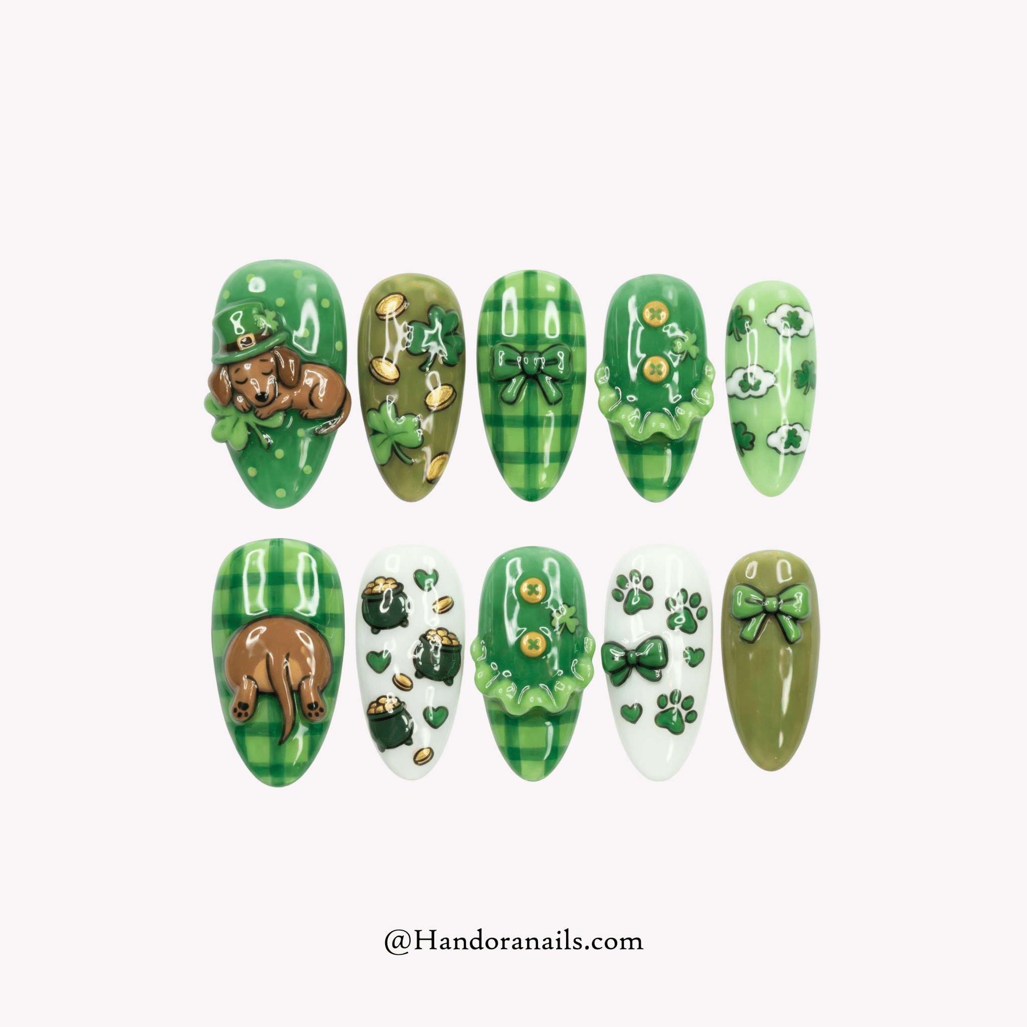 Lucky Dachshund 3d press-on nails by Handora