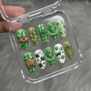 Lucky Dachshund 3d nail design – handmade press-on nails by Handora