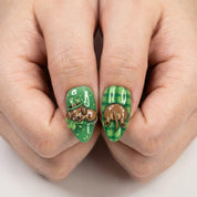 Lucky Dachshund press-on nails – design close-up by Handora