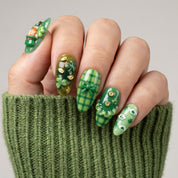 Lucky Leprechaun press-on nails – hand-painted reusable gel set by Handora