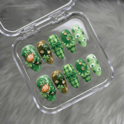 Lucky Leprechaun 3d nail design – handmade press-on nails by Handora