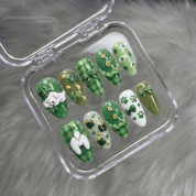 Lucky Poodle 3d nail design – handmade press-on nails by Handora
