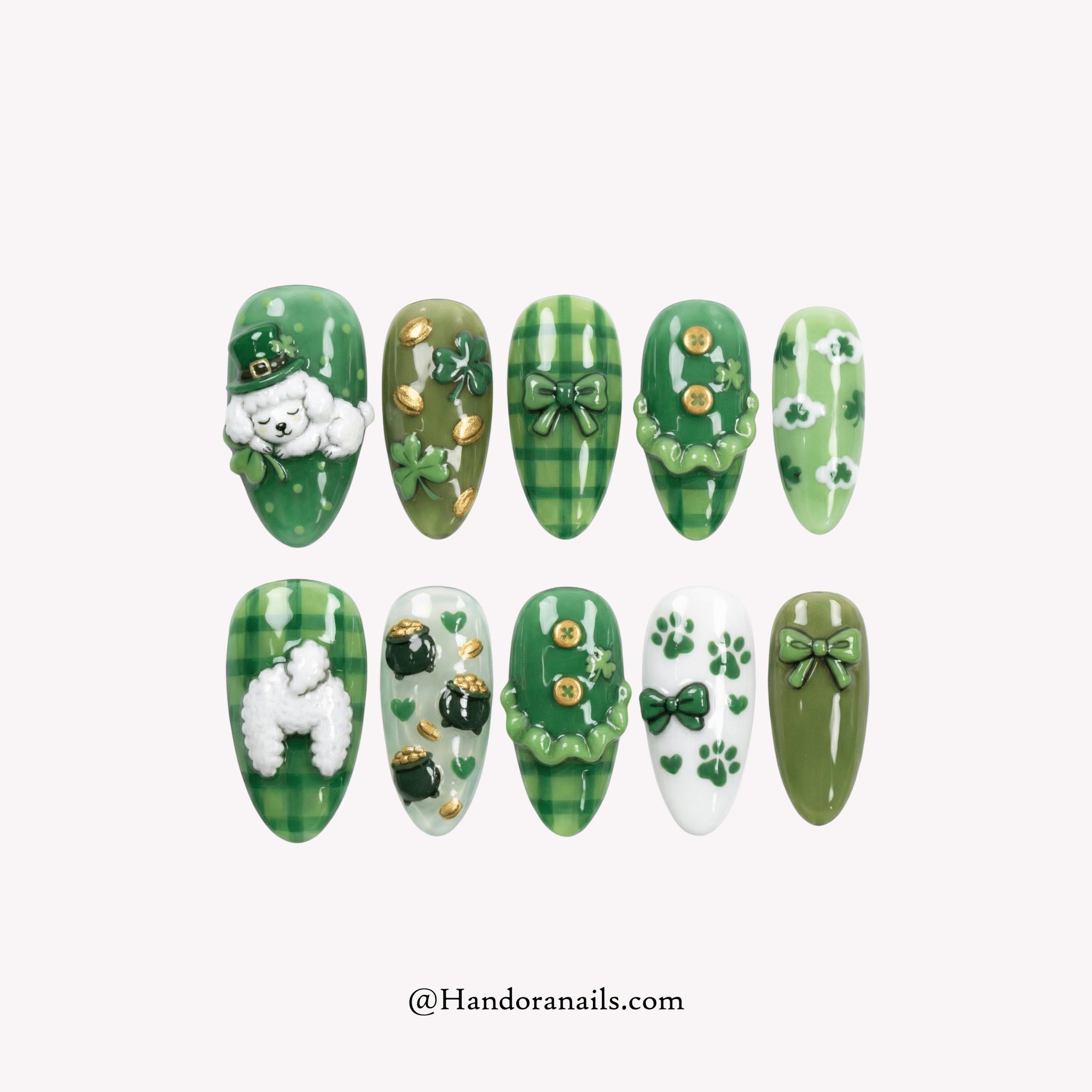 Lucky Poodle 3d press-on nails by Handora