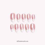 Luminous Rose pink floral press-on nails by Handora