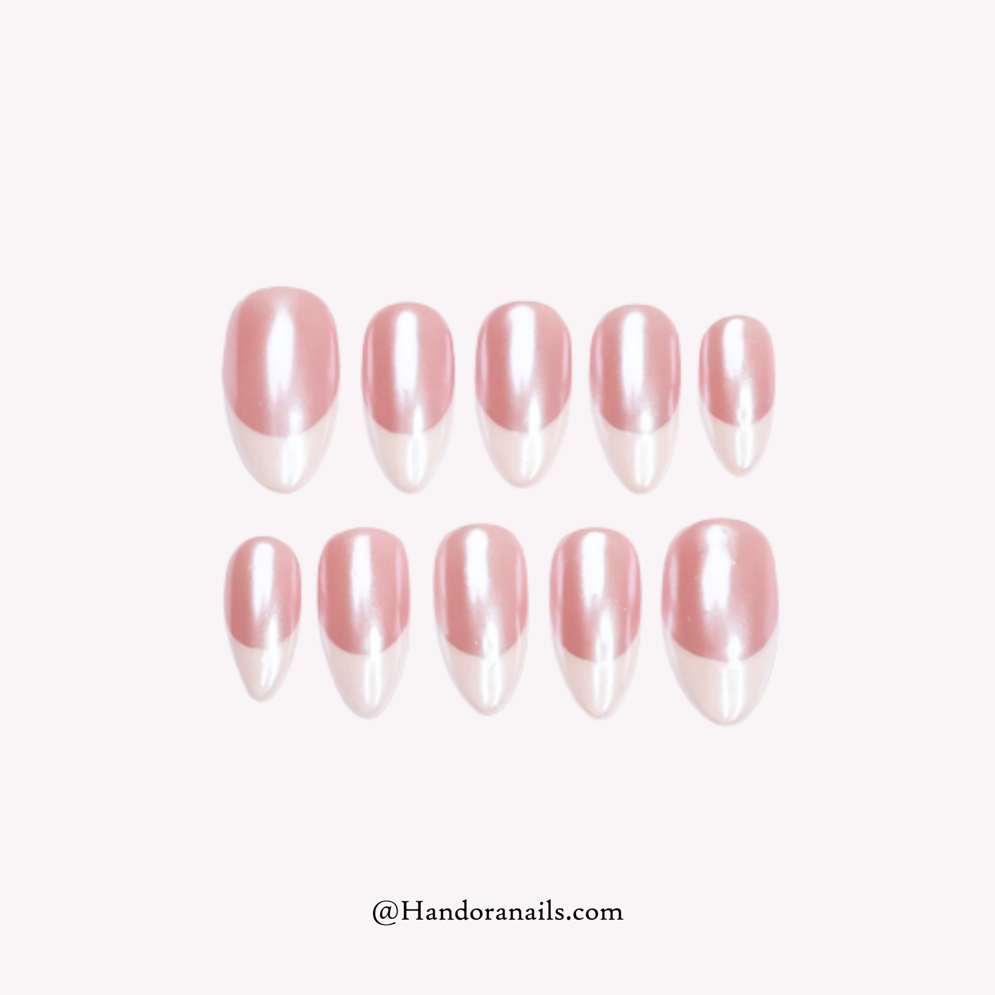 Luminous Rose pink floral press-on nails by Handora