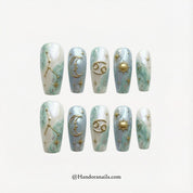 Lunar Cancer press-on nails – design close-up by Handora