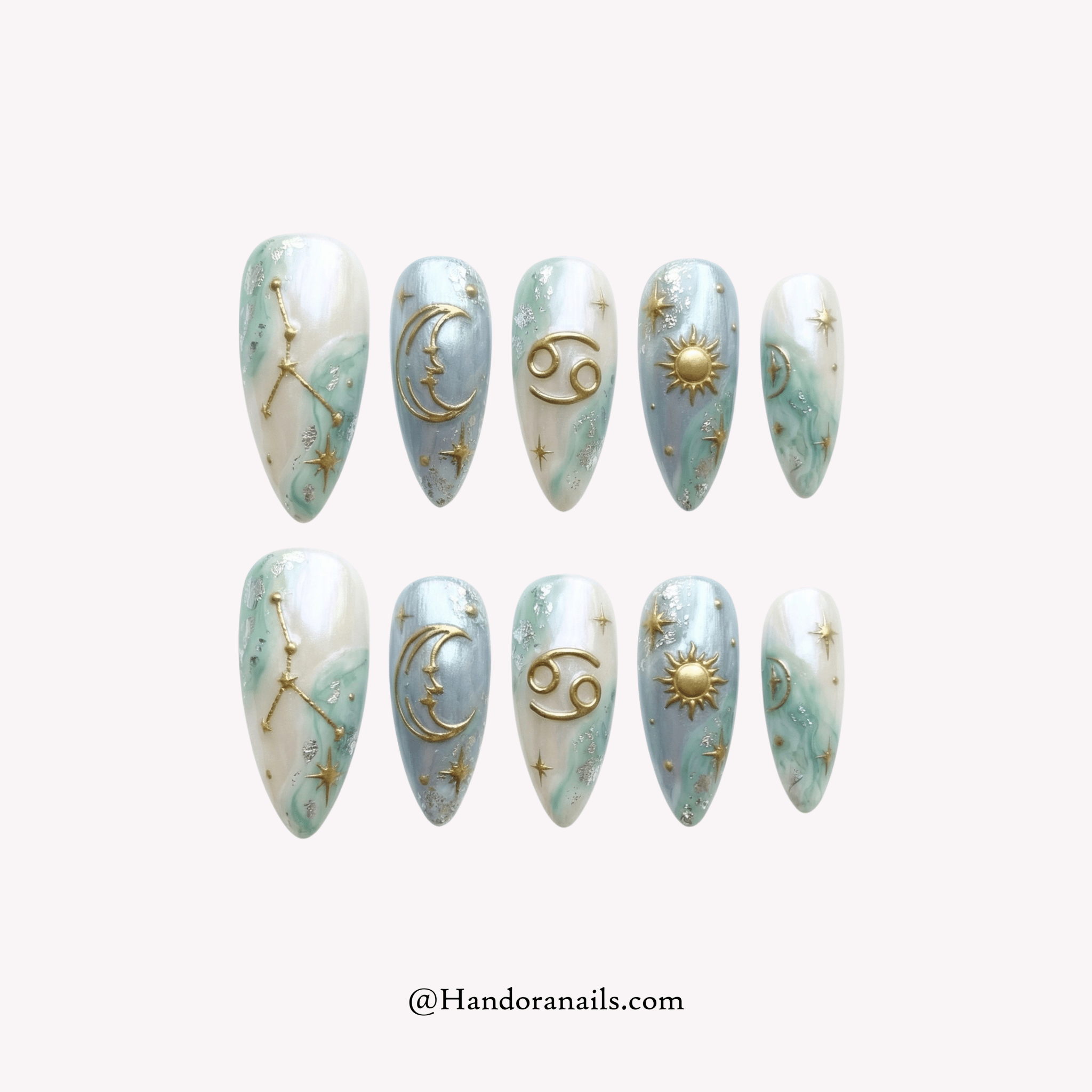 Lunar Cancer 3d press-on nails by Handora