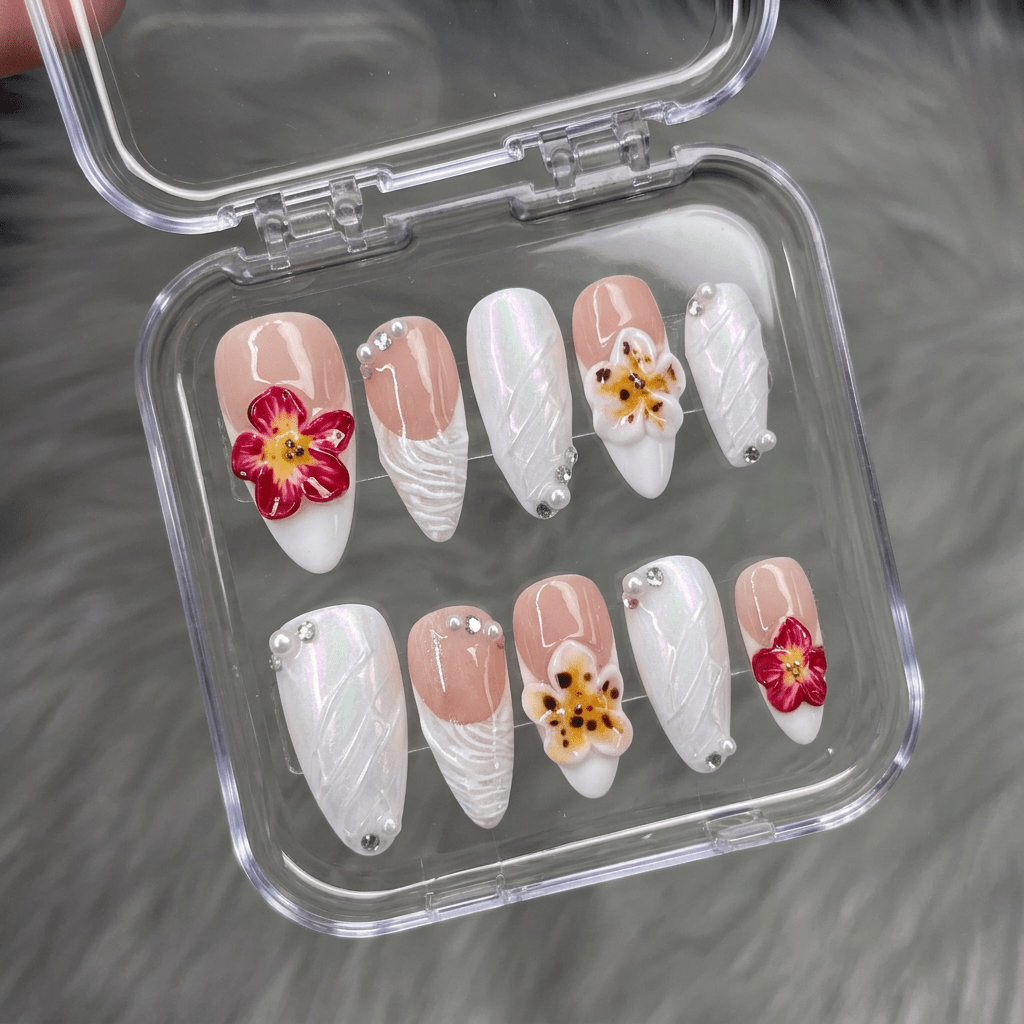 Lustrous Rose full press-on nail set – sizes XS–L by Handora