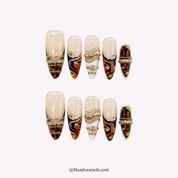 Wild Amber almond press-on nails by Handora