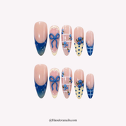 Berry Bows almond press-on nails by Handora