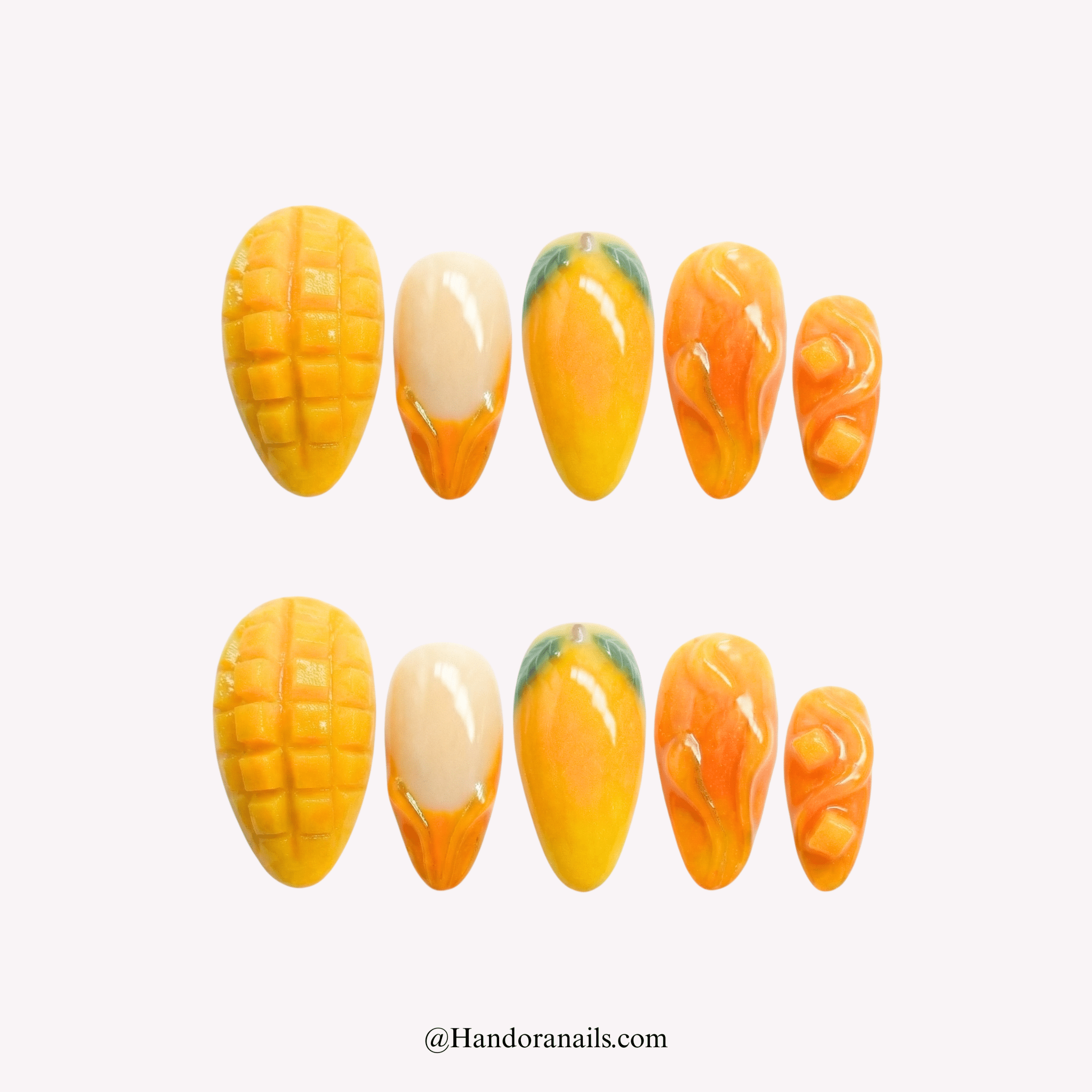 Mango Bliss 3d press-on nails by Handora