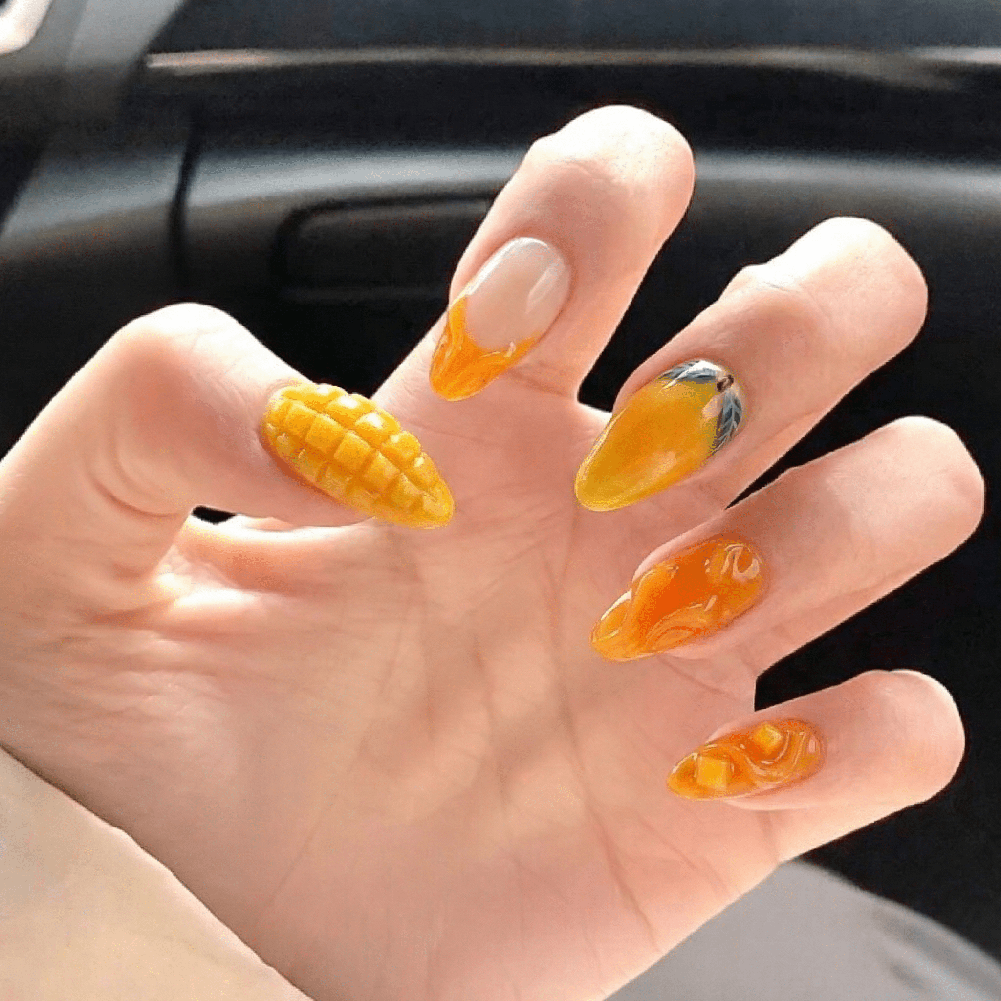 Mango Bliss full press-on nail set – sizes XS–L by Handora