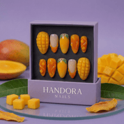 Mango Bliss salon-quality handmade press-on nails by Handora