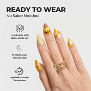 Mango Sundae press-on nails – design close-up by Handora