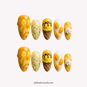 Mango Sundae kawaii press-on nails by Handora