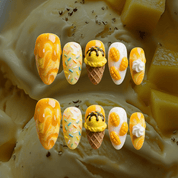 Mango Sundae press-on nails – hand-painted reusable gel set by Handora