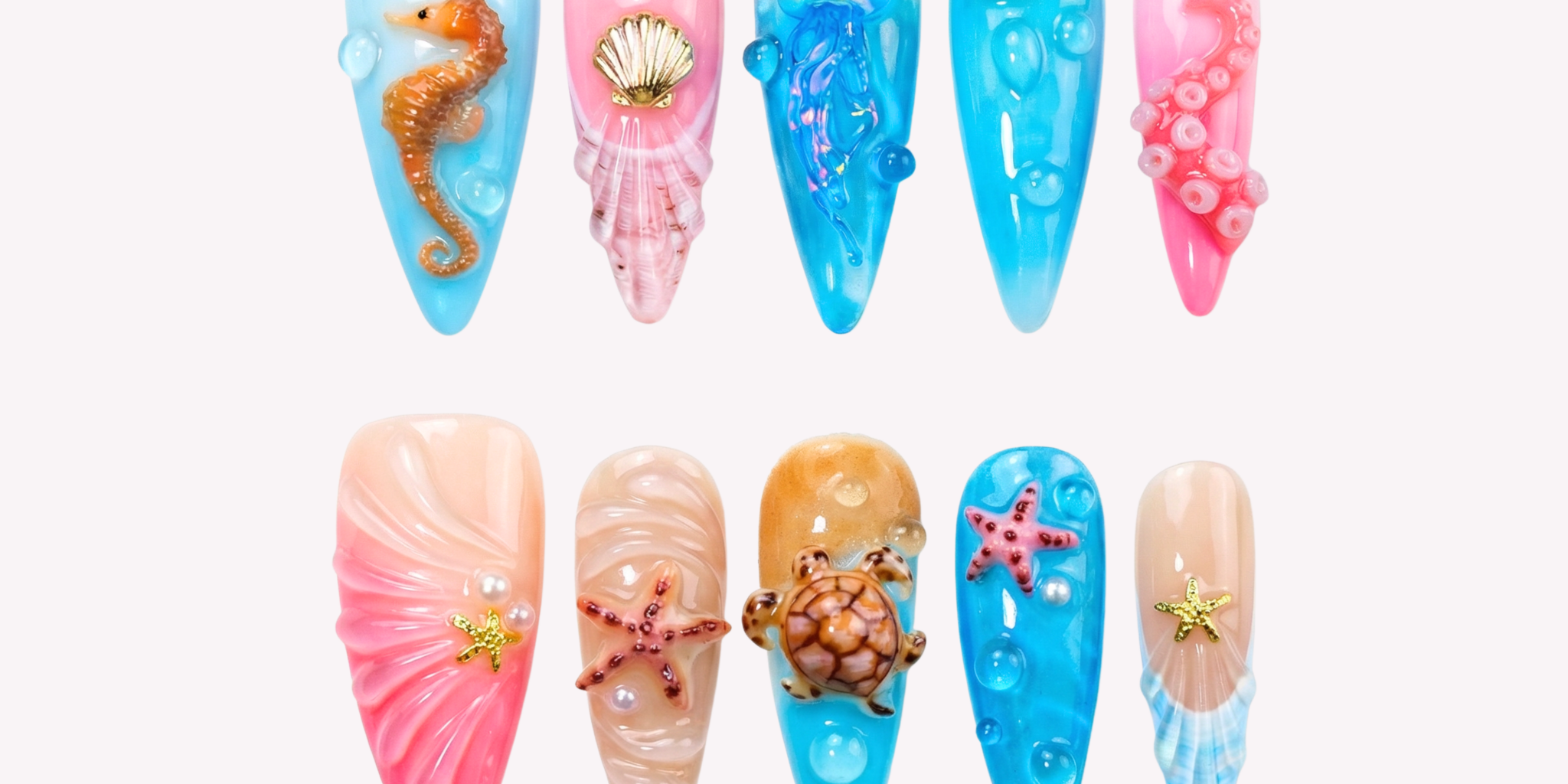 Marine Abyss - Handora Nails - 3d ocean nailsbeach nailsblue nails