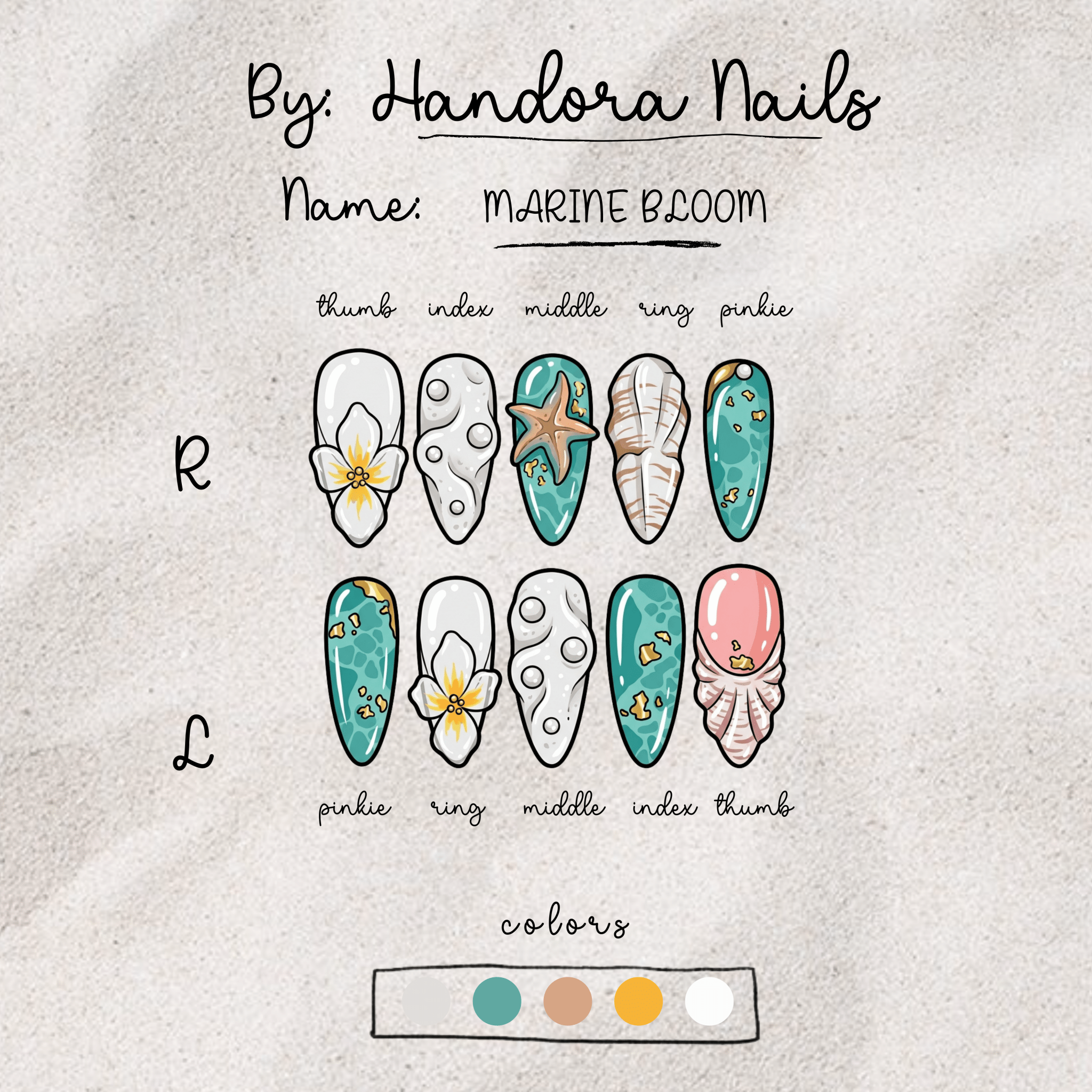 Marine Bloom press-on nails by Handora