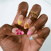 Marine Blossom floral nail design – handmade press-on nails by Handora