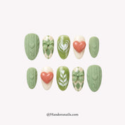 Matcha Knit 3d press-on nails by Handora