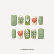 Matcha Knit salon-quality handmade press-on nails by Handora