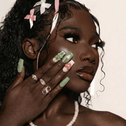 Matcha Knit press-on nails – design close-up by Handora