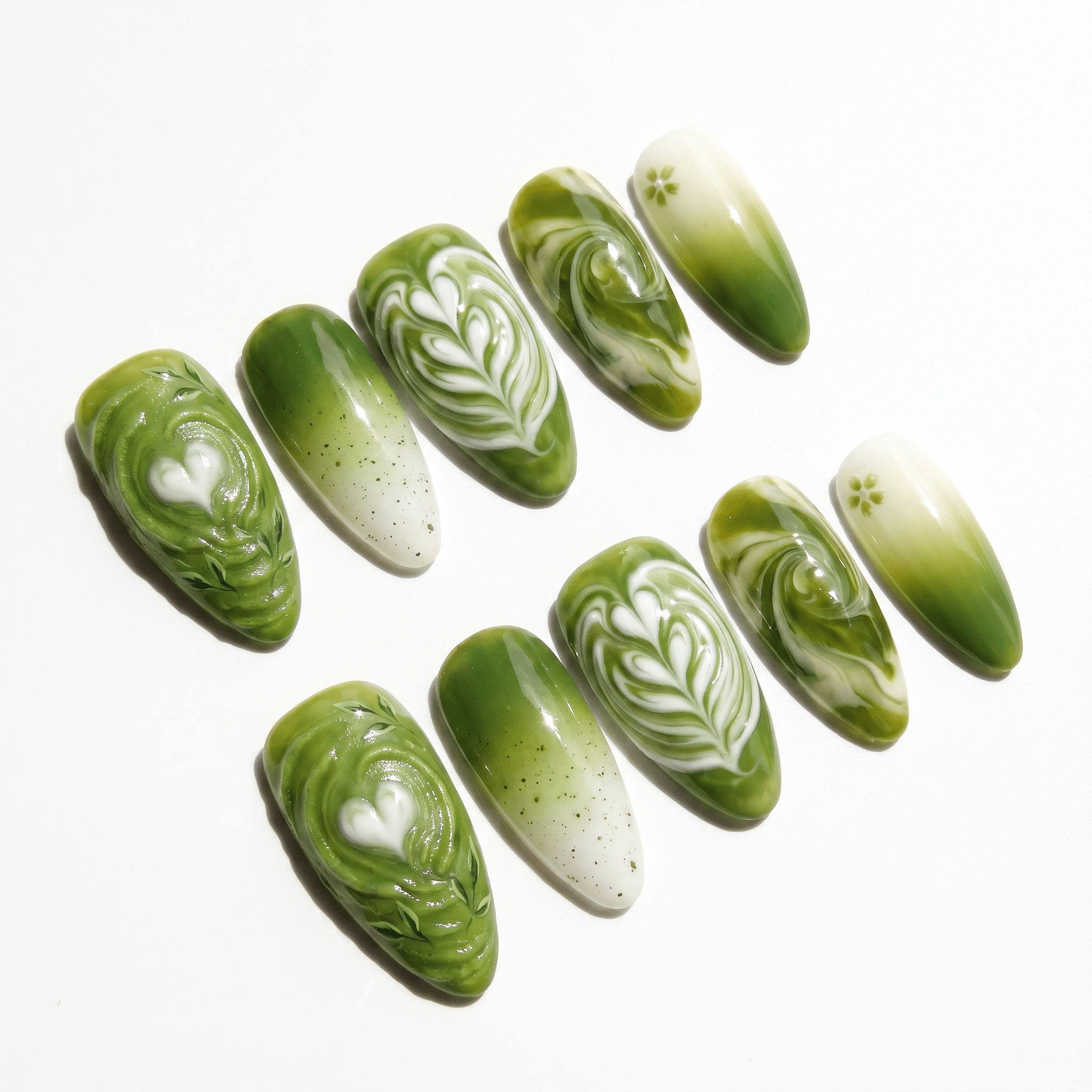 Matcha Latte full press-on nail set – sizes XS–L by Handora