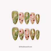 Matcha Sweetheart 3d press-on nails by Handora