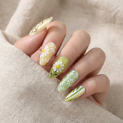 Meadow Monarch press-on nails – hand-painted reusable gel set by Handora