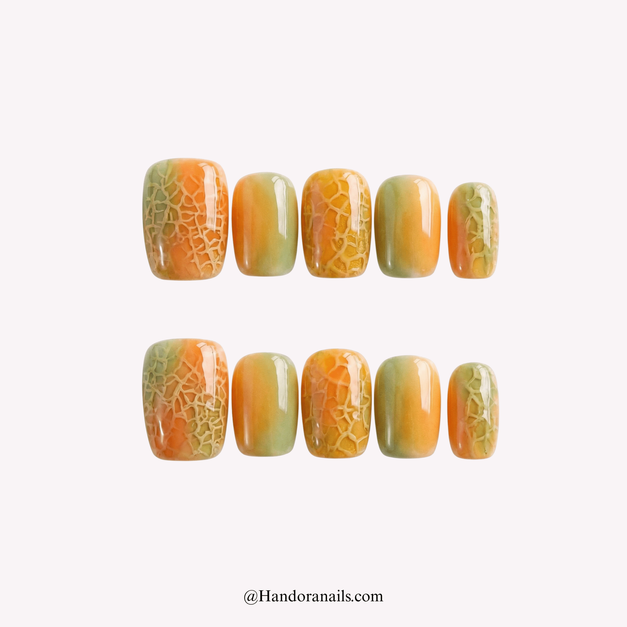 Melon Glow press-on nails by Handora
