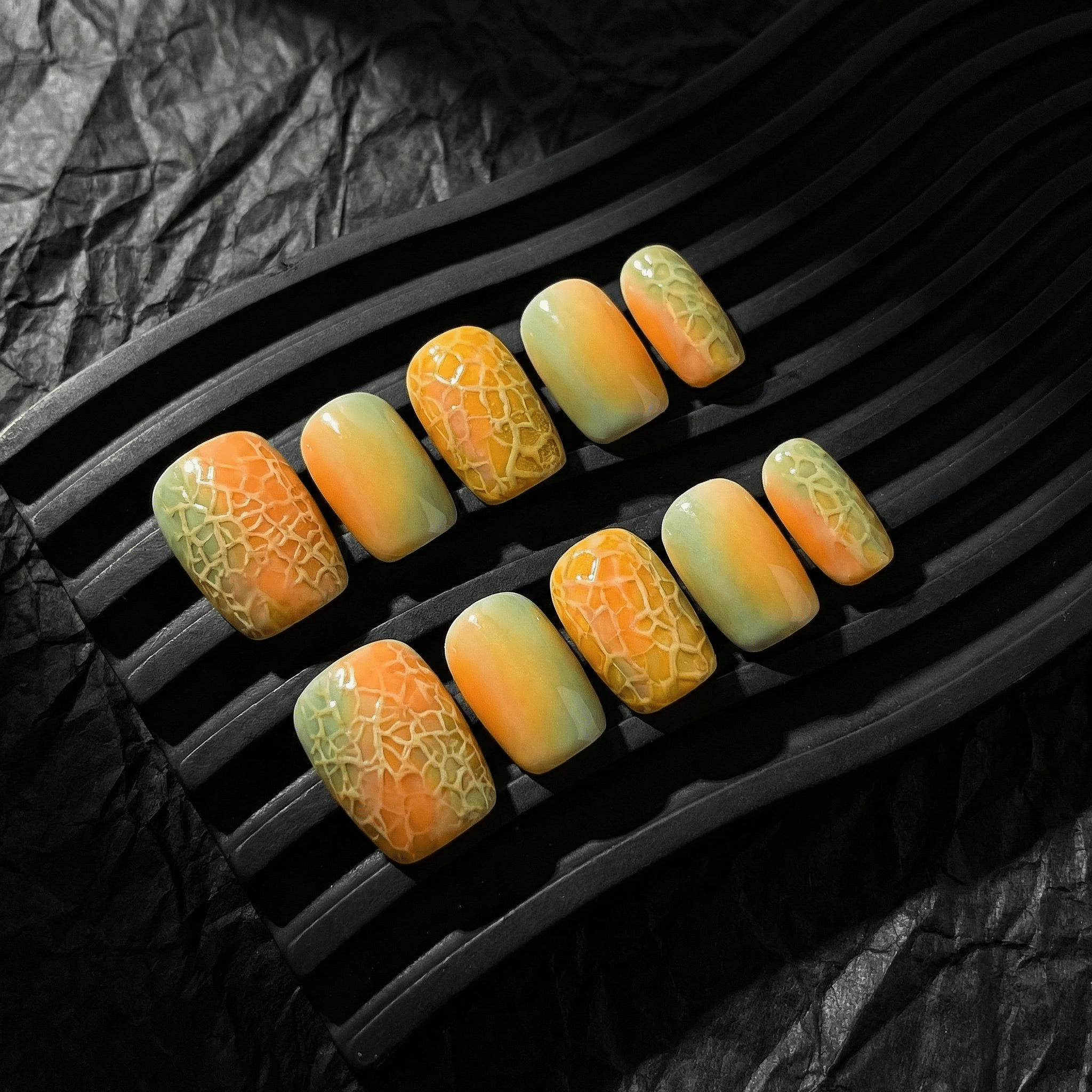 Melon Glow press-on nails by Handora