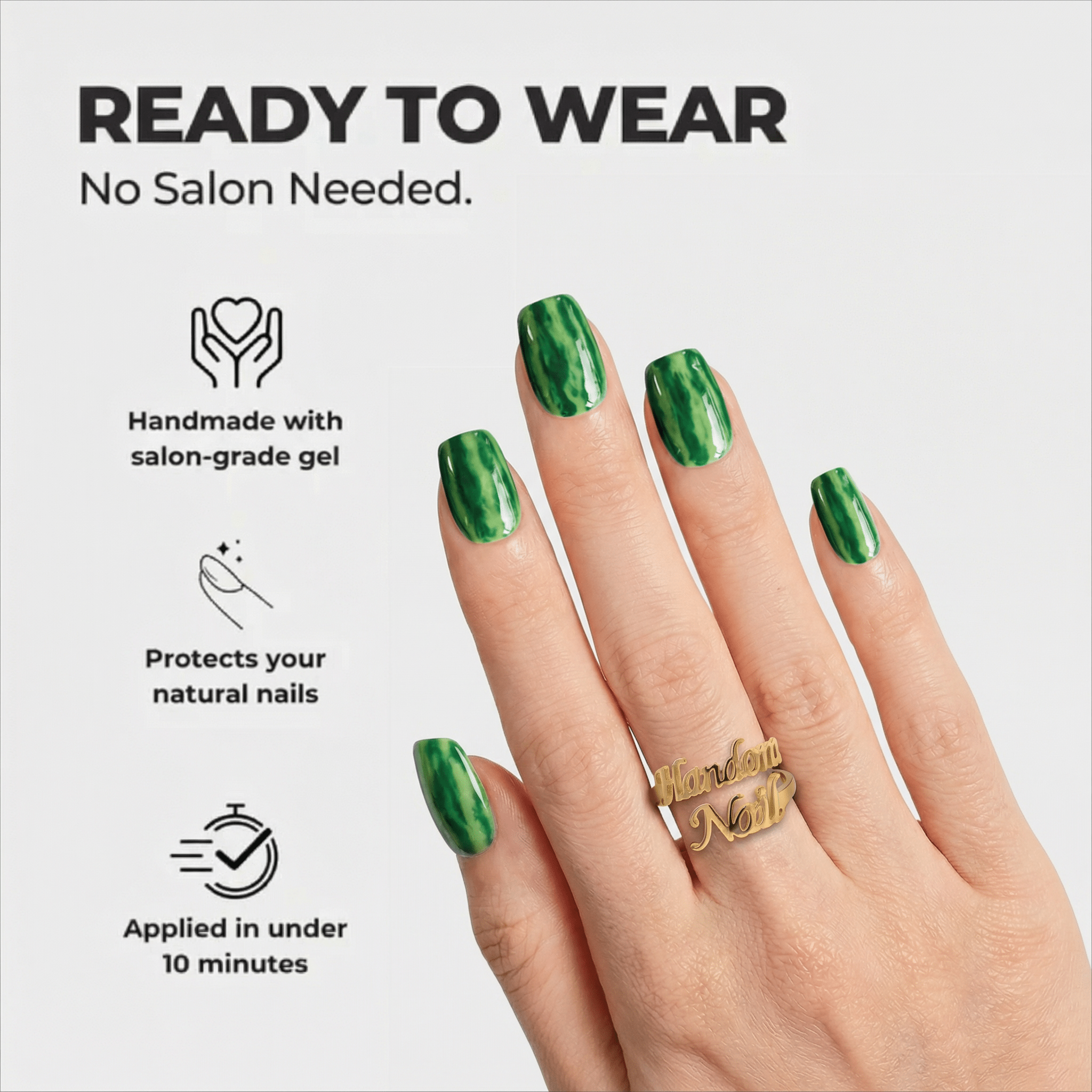 Melon Splash press-on nails – design close-up by Handora
