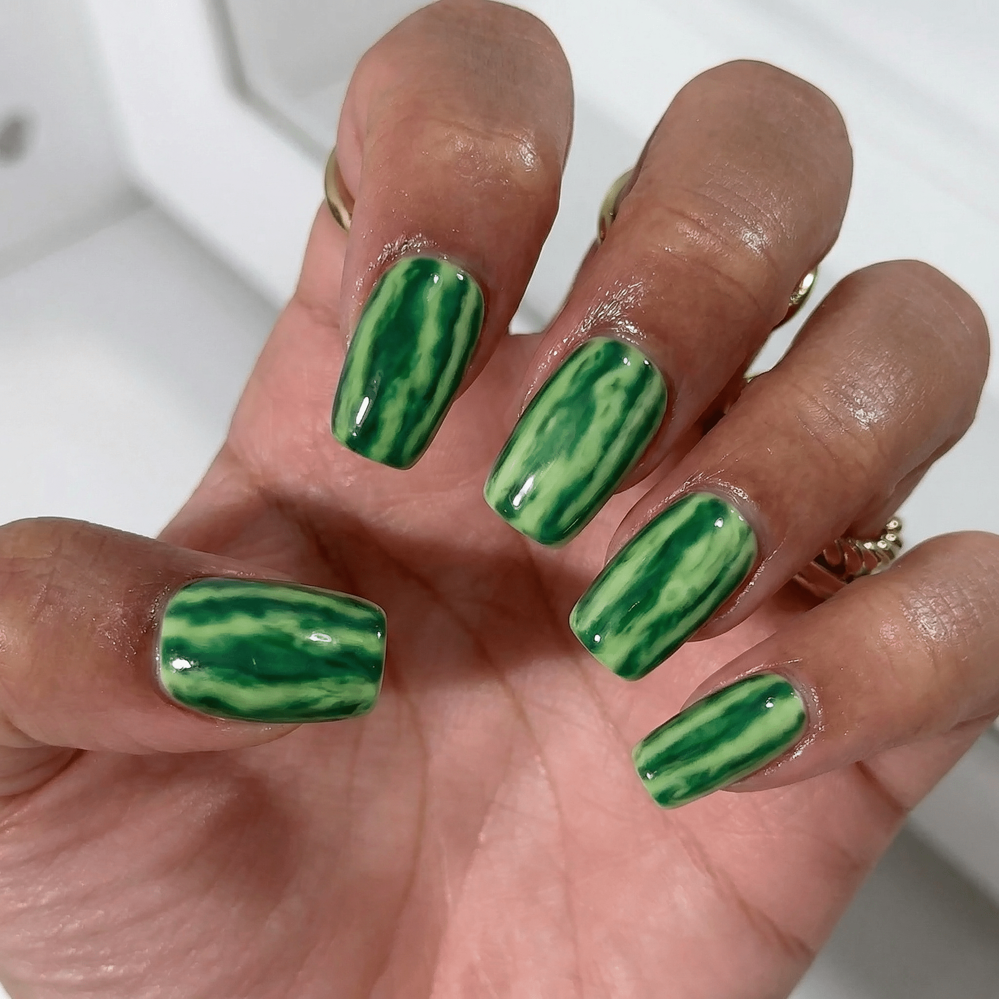 Melon Splash nail design – handmade press-on nails by Handora