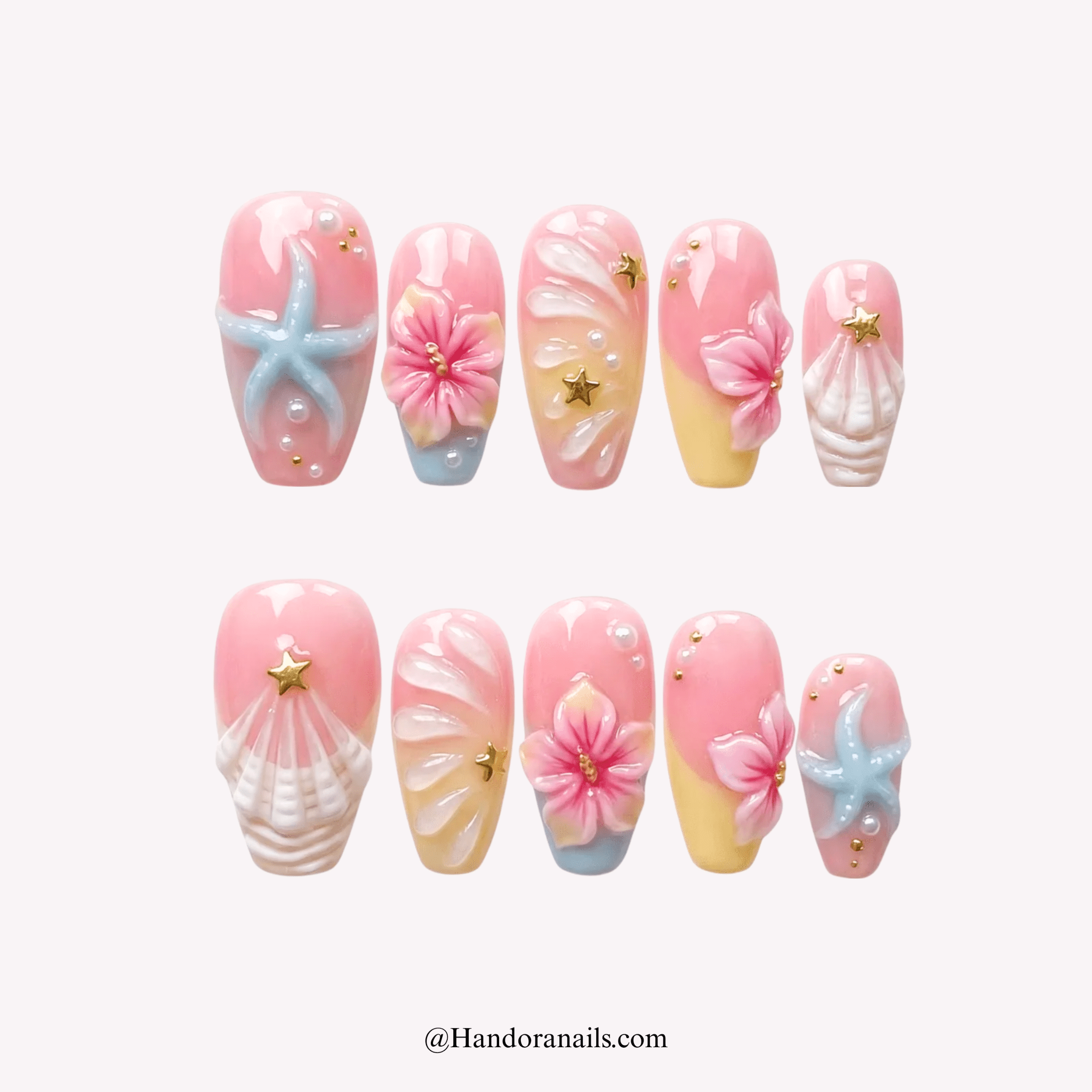 Mermaid Core - Handora Nails - 3D nailsaura nailscoffin nails
