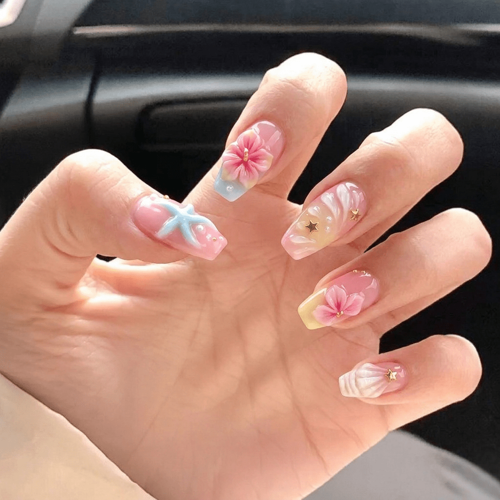Mermaid Core - Handora Nails - flower nailssaleSummer Nails
