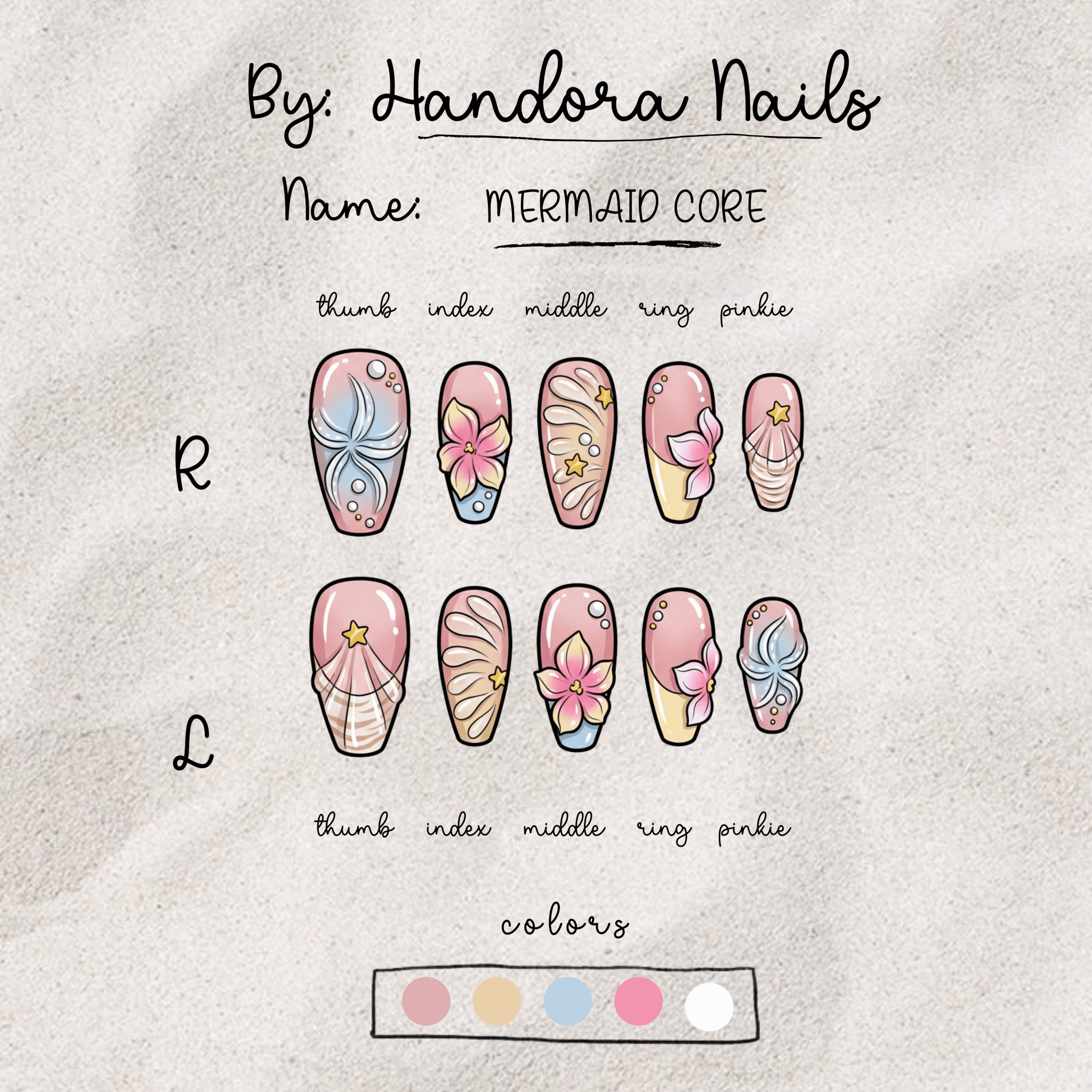 Mermaid Core - Handora Nails - flower nailssaleSummer Nails