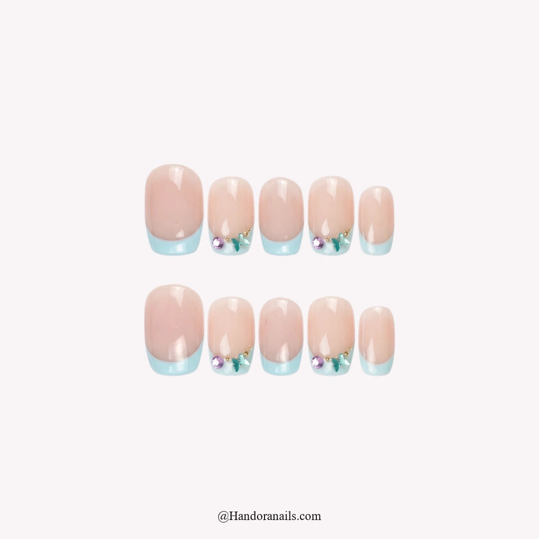 Mermaid Holiday Christmas press-on nails - white background by Handora Nails