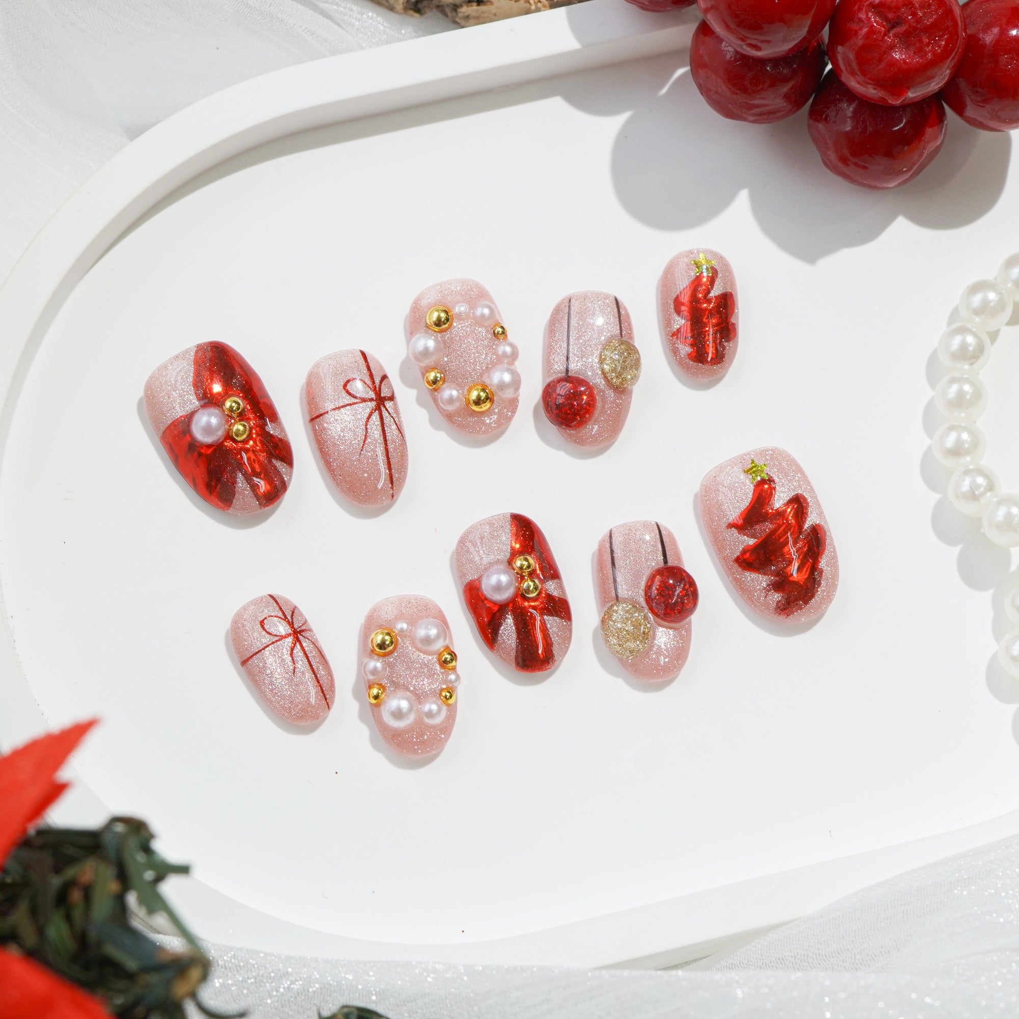 Merry Glow full press-on nail set – sizes XS–L by Handora