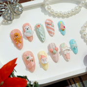 Merry Pastel full press-on nail set – sizes XS–L by Handora