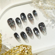 Midnight Aura gothic nail design – handmade press-on nails by Handora
