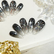 Midnight Aura press-on nails – design close-up by Handora