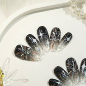 Midnight Aura press-on nails – hand-painted reusable gel set by Handora