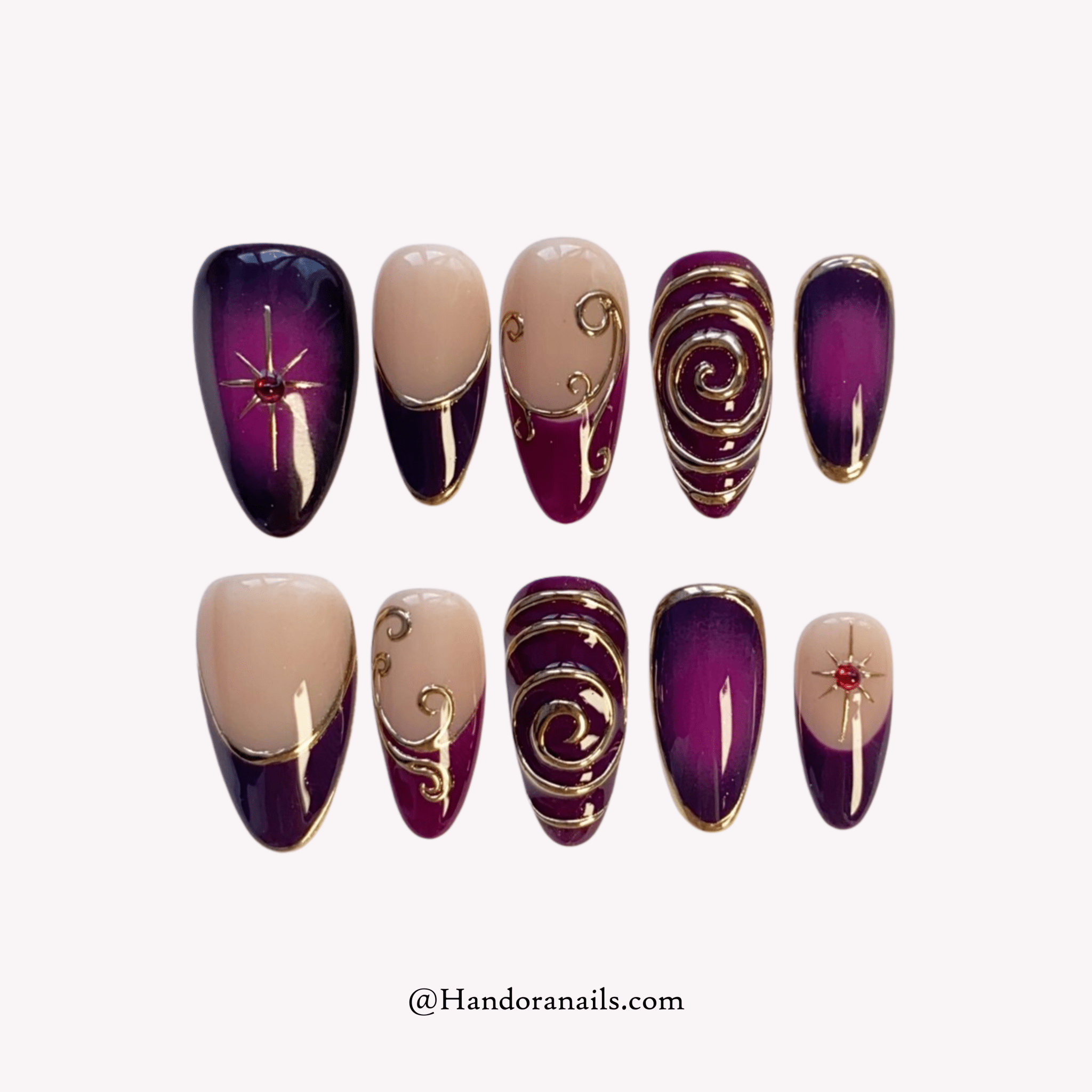Midnight Charm black gothic press-on nails by Handora