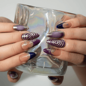 Midnight Charm press-on nails – hand-painted reusable gel set by Handora