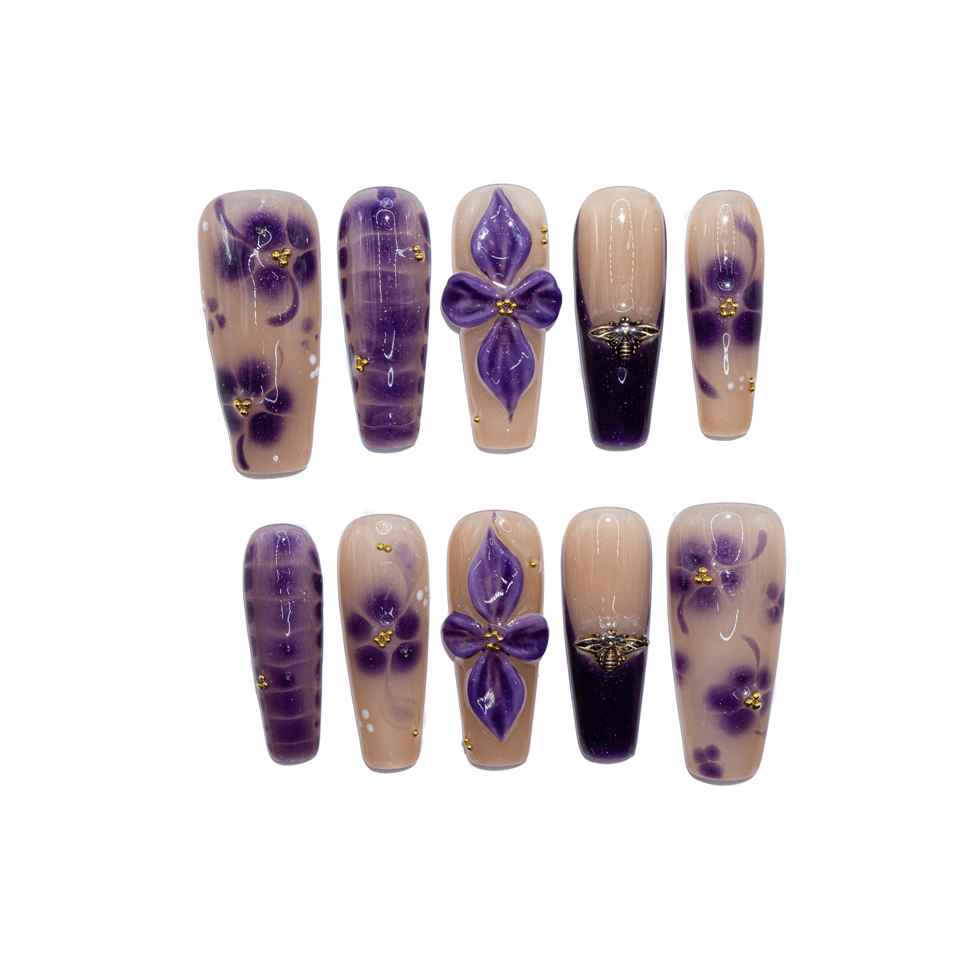 Midnight Orchid black autumn press-on nails by Handora