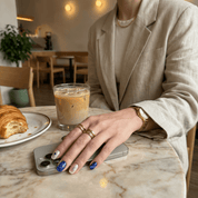 Midnight Sapphire press-on nails – hand-painted reusable gel set by Handora
