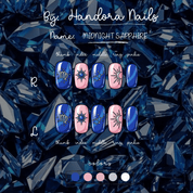 Midnight Sapphire press-on nails – design close-up by Handora